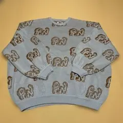 punyus 水色　ロゴジャガードニット