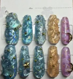 ネイルチップ10個セット　ゆめかわ月猫