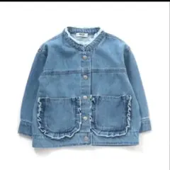 フリルポケットデニムジャケット 110cm ブリーズ BREEZE ブルー