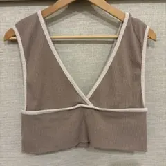 リブ編みブラウンビスチェ