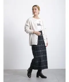 Samansa Mos2 blue　ツイードチェックスカート　タイトスカート