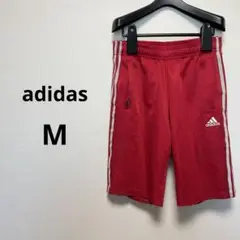 adidas M 赤 ハーフパンツ 3本ライン　スポーツ　サッカー　ランニング