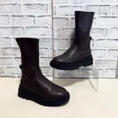 kastane カスタネ ストレッチ厚底ミドルブーツ ブラウン 36