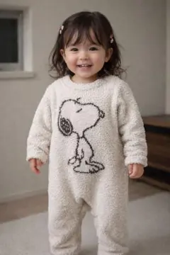 スヌーピー フリースロンパース 90cm以下