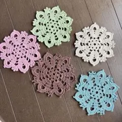 かぎ針編み　ドイリー　コースター5枚セット　【RE-28】