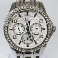 新品電池/稼働　GUESS 腕時計　クロノグラフ　ストーン　レトロ メンズのサムネイル
