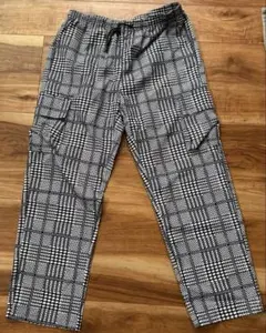 カーゴパンツ 白黒チェック柄