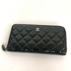 シャネル A50097 マトラッセ ラウンドファスナー 長財布 エナメル