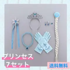 ◇セール　プリンセス　エルサ　コスプレ　７点セット　アクセサリー　青