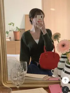 NUGU FRENCH AUBE クロップ秋ニットカーディガン（5color）