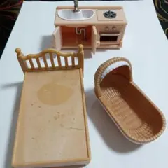 シルバニアファミリー 家具セット　キッチン ベッド ベビーカゴ