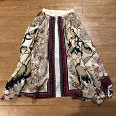 JEANASIS フレアロングスカート 華やかな柄