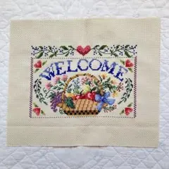 ハンドメイド クロスステッチ完成品 「WELCOME」