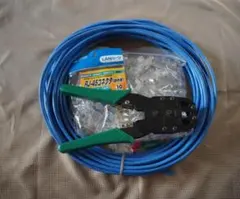 LANケーブル＆作成工具＋コネクタ類 (cat6　14ｍ)　おまけ有り