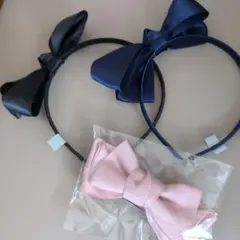 リボン付きカチューシャ２個とバレッタ