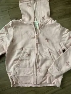 H&M ピンク ユニコーン柄裏起毛パーカー 122/128