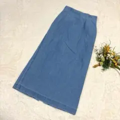 【ユニクロ】デニムジャージーナローロングスカート ウエストゴム S ○