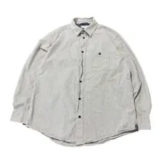 OLD NAVY ストライプシャツ　グレー　長袖　L 古着　8%aのサムネイル