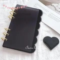 A6アクリルバインダーもこもこ　家計簿セービングチャレンジ　システム手帳貯金　黒