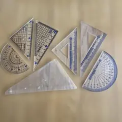 三角定規６点+ビニールケース１点 KUTSUWA & EXCESS