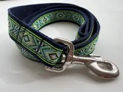 ハンドメイドリード　幾何学模様　犬用　緑×紺
