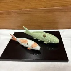 陶器 鯉の置物 2点セット　双鯉　創作陶器のサムネイル