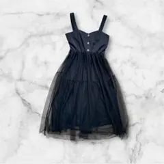 ブラック チュール キャミワンピース