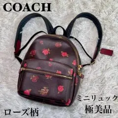 ☆【極美品】COACH ミニリュック 花柄 レザー ローズ柄 ゴールド金具☆のサムネイル