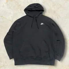 E*s様 NIKE 刺繍ロゴ 白タグ スウェットパーカー USメンズ ブラックL