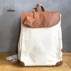 【新品タグ付】toleur トーラ　リュック　キャンバス　レザー　アイボリー