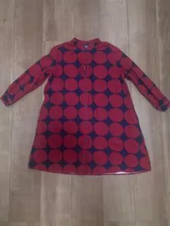 マリメッコ　ウニッコ　ニットワンピース　ロング　ウール混　ブラウン　総柄　XS マリメッコ ウニッコ ニットワンピース ロング ウール混