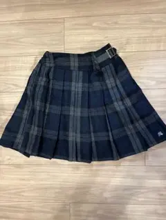 pom ponette ネイビー グレー チェック プリーツスカート 140㎝