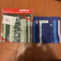 今治タオルハンカチ 緑と青２枚セットキシリトール配合　非売品のサムネイル