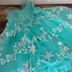 キッズドレス　130cm ミントグリーン　星柄 女の子 発表会