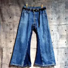 ⑦オリジナル リメイク デニム ワイドフレア ジーンズ ドッキング ハカマパンツ