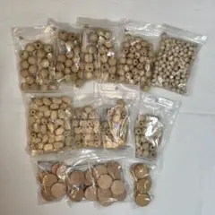 ウッドビーズ　木製ビーズ セット　6種類、合計428個