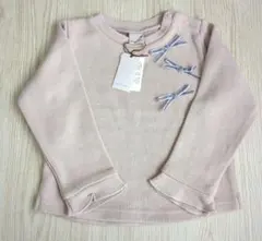 【新品未使用】petit main リボン付きピンクニットセーター 90cm