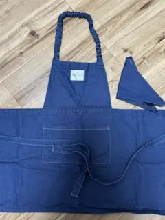 ネイビー デニムエプロンと三角巾セット