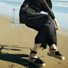 エスパドリーユ レースアップサンダル ブラック黒 L