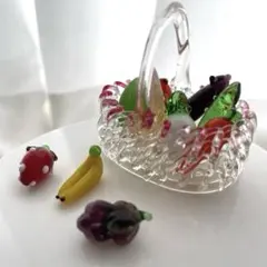 フルーツとお野菜のバスケット 11点セット ミニチュア ガラス細工