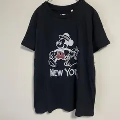 【ユニクロ】ミッキーマウス　プリントTシャツ　半袖　ブラック　 L  ディズニー
