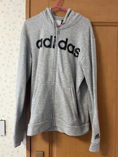 adidas グレー フルジップ パーカー M