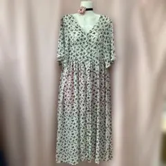 花柄ロングワンピース ガウン シフォンワンピース 森ガール フェアリー