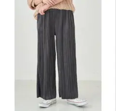 【美品】earth music&ecologyベロアプリーツストレートパンツ秋冬