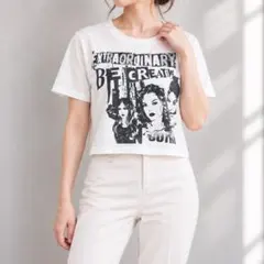 SHEIN シーイン【L】半袖グラフィックデザインTシャツ 臍出し ショート丈