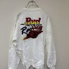 激レアヴィンテージレーシングジャケットバドワイザーショート丈短丈刺繍フルジップ 古着 90s JH CHASE 「Budweiser」 バドワイザー 企業 刺しゅう