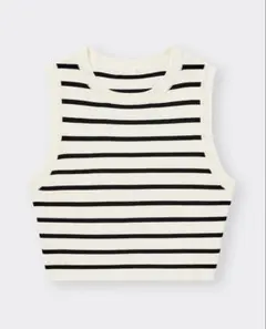 GU ニットクロップドタンクトップ　S ボーダー