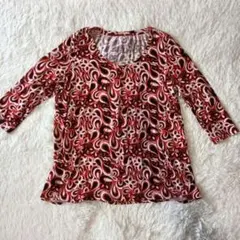 Kim Rogers 長袖チュニック 赤黒パターン　Lsize