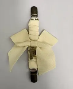 【美品】ピンクハウス リボンたくし上げクリップ生成色