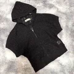 PAGE BOY ページボーイ（M）レース編みニット ウール混 半袖 ジッパー